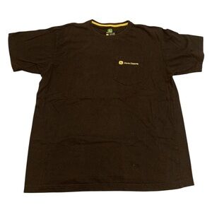 John Deere Men's Pocket T-Shirt | Brown/Chocolate Yellow Logo 100% Cotton Size M